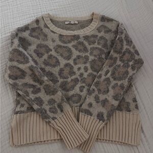 Leopard Print Sweater - Beige and Gray